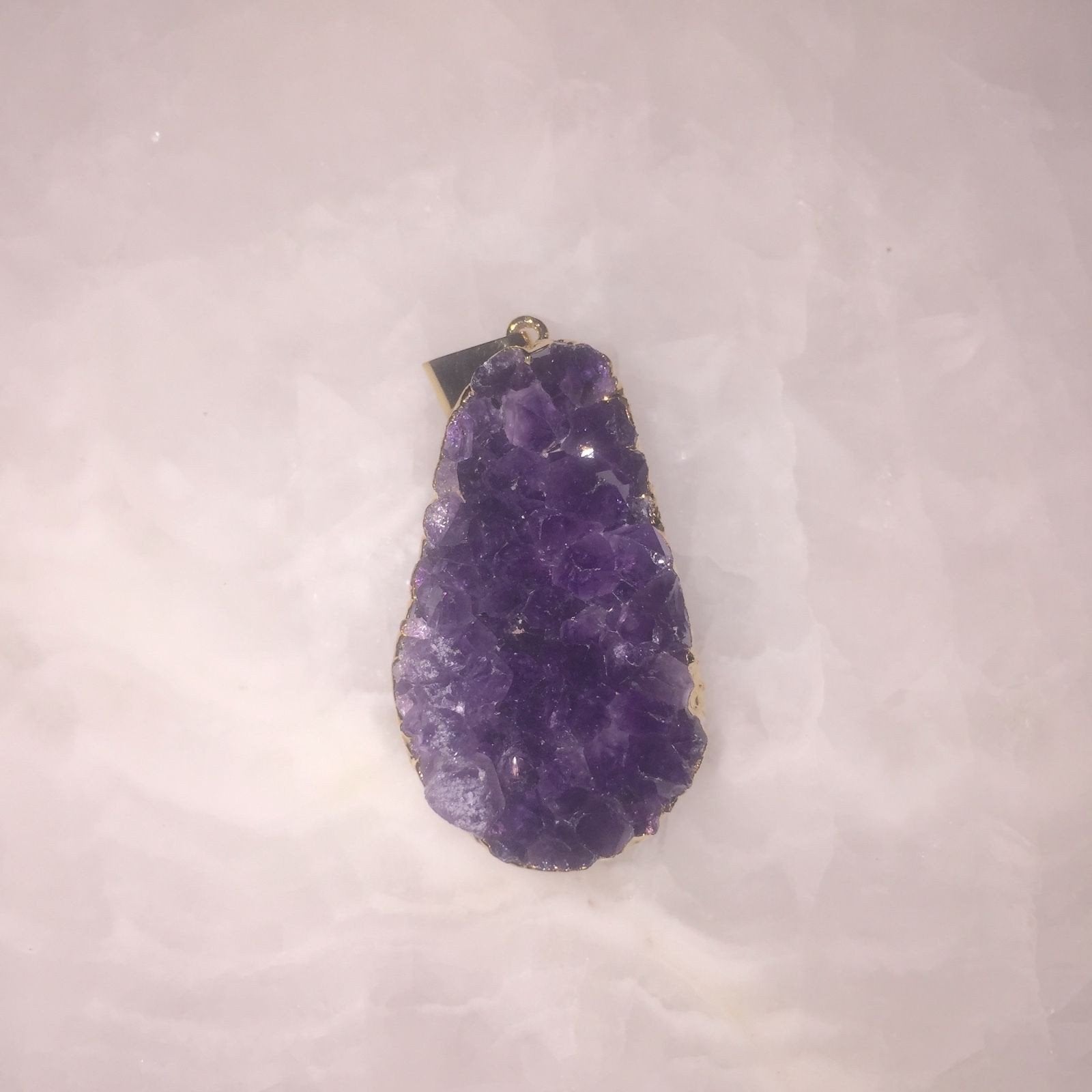 Natural Amethyst Cluster Pendant with Suede Necklace