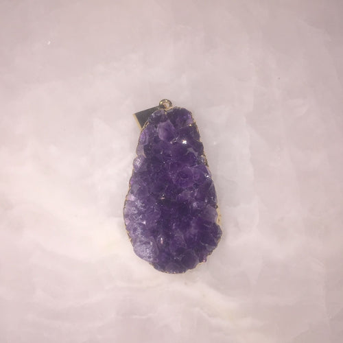 Natural Amethyst Cluster Pendant with Suede Necklace