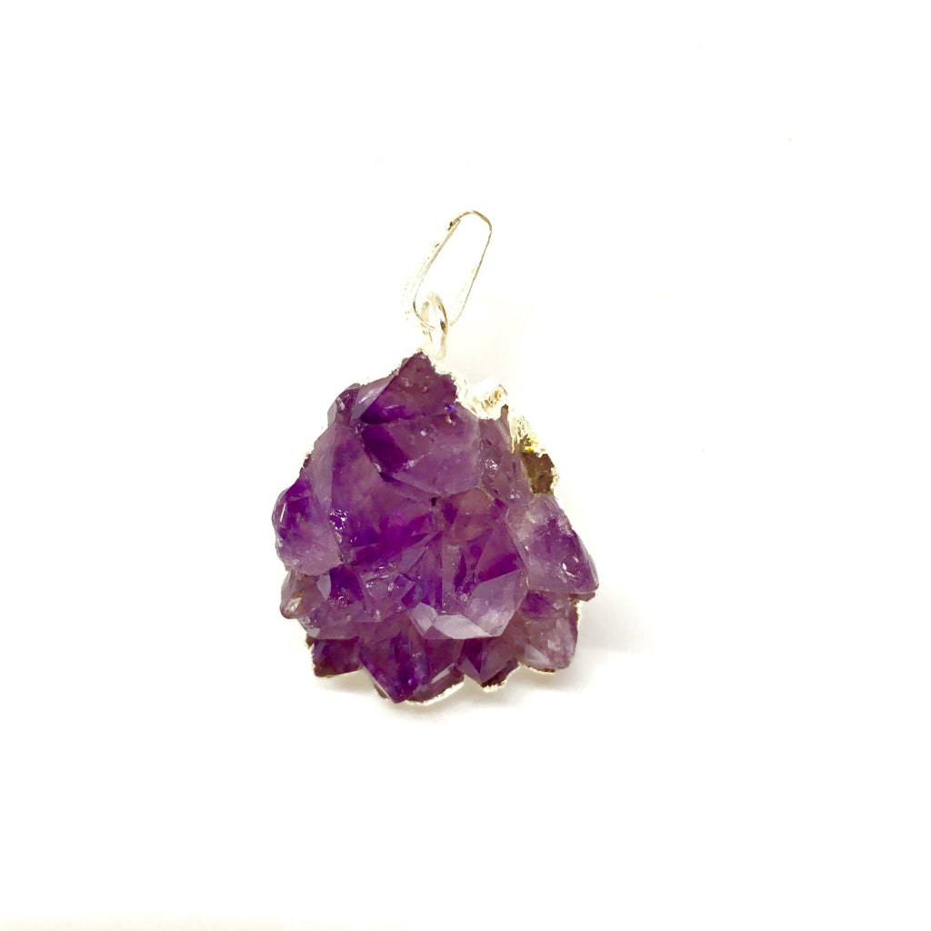 Natural Amethyst Cluster Pendant with Suede Necklace